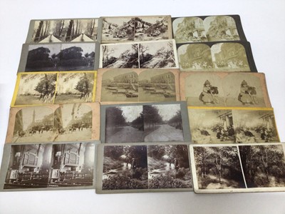 Lot 806 - A selection Stereoscopic cards including A Street of Tea Houses, Shanghai, a photograph album containing military and other photographs, loose Victorian photographs etc.