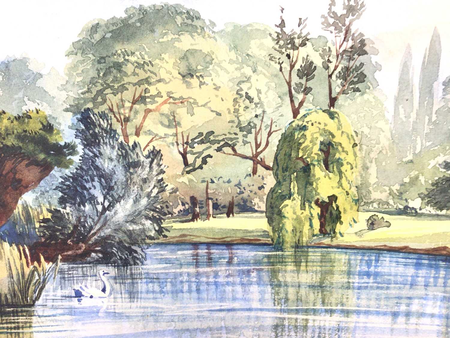 Lot 123 - Attributed to Ernest Shepard watercolour - view of The Lake Regents Park