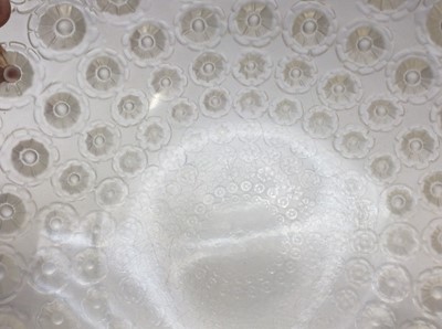 Lot 235 - Good quality 1950's Lalique opalescent Nemours pattern glass bowl, signed Lalique, France, 25.5cm diameter