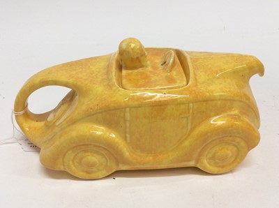 Lot 1285 - Sadler Racing car teapot in mottled yellow glaze, with printed and impressed marks to base.