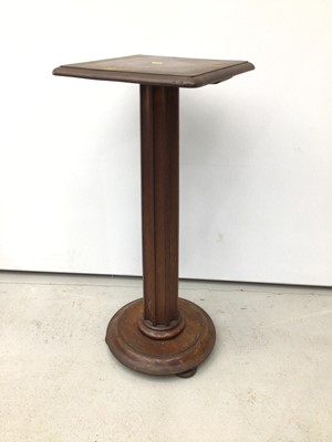 Lot 58 - Victorian mahogany torchere stand, with square platform and fluted column on circular base, 87cm high