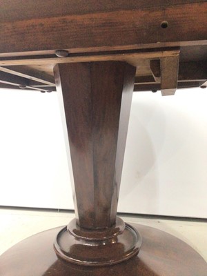Lot 72 - Victorian mahogany circular breakfast table, the tilt top on facetted tapered column and circular base on scroll feet, 124cm diameter