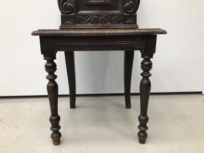 Lot 84 - Victorian carved oak hall chair