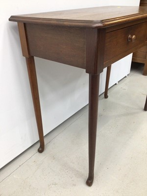Lot 90 - Victorian mahogany two drawer side table, raised on turned legs and pad feet, 90cm wide x 45cm deep x 78cm high