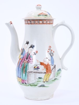 Lot 54 - Fine Lowestoft coffee pot and cover