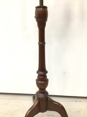 Lot 150 - Georgian style mahogany music stand with lyre motif, adjustable height, on turned column and tripod base