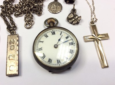 Lot 550 - Group silver and white metal jewellery and fob watch