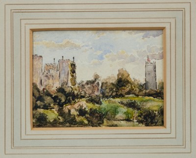 Lot 1119 - Attributed to Thomas Churchyard, watercolour - Framingham Castle, in glazed gilt frame