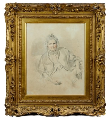 Lot 1319 - Sir Thomas Lawrence pencil, red and black chalk portrait - Isabel Smith, in original frame