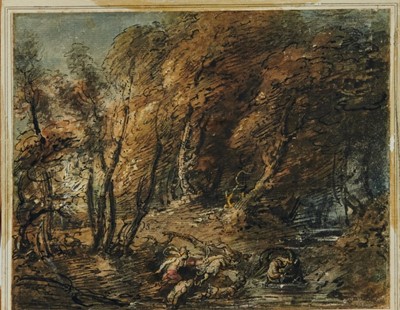 Lot 1156 - Manner of Thomas Gainsborough (1727-1788), pen, ink and watercolour