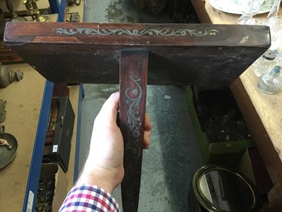 Lot 23 - Victorian Rosewood wall bracket with brass inlaid decoration, together with clocks for restoration