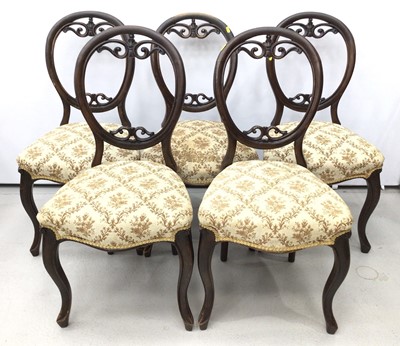 Lot 83 - Set of five Victorian balloon back chairs