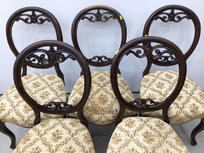 Lot 976 - Set of five Victorian balloon back chairs