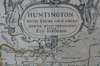 Lot 662 - 17th century engraved map of Huntington by Thomas Bassett and Richard Chiswell, in glazed frame