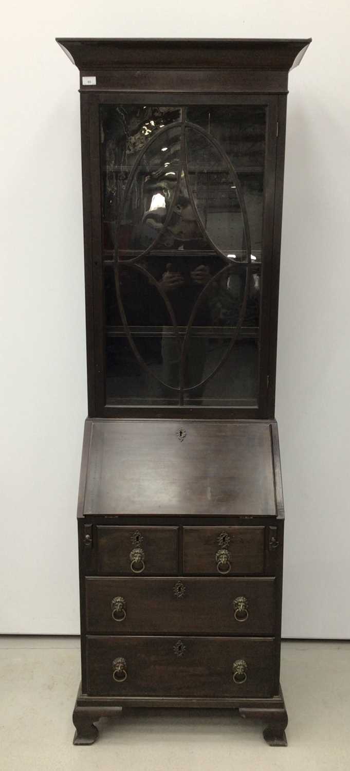 Lot 100 - Mahogany bureau bookcase, 18th century with alterations