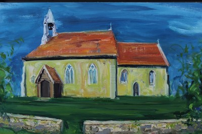 Lot 90 - Hugh Webster (b. 1963) oil on canvas, Beaumont church