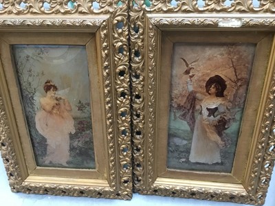 Lot 277 - Pair of Edwardian coloured cystoleum prints, together with a limited edition print by Graham Rust and another limited edition print