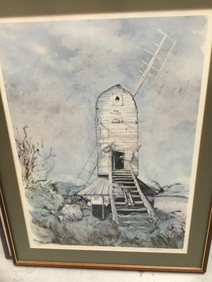 Lot 277 - Pair of Edwardian coloured cystoleum prints, together with a limited edition print by Graham Rust and another limited edition print