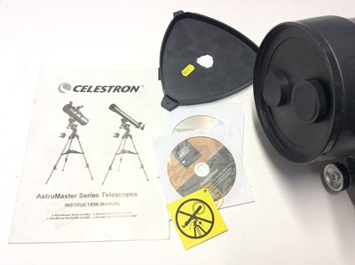 Lot 1107 - Celestron AstroMaster 130 telescope on tripod stand, with manual