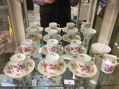 Lot 32 - Royal Crown Derby six person coffee set with floral decoration