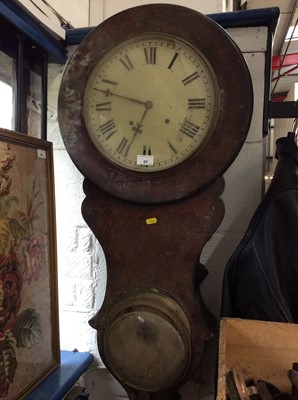 Lot 65 - Unusual 19th Century mahogany cased wall clock and barometer, for restoration
