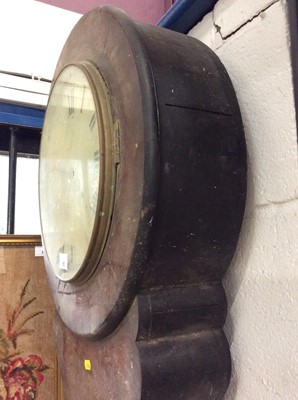 Lot 65 - Unusual 19th Century mahogany cased wall clock and barometer, for restoration