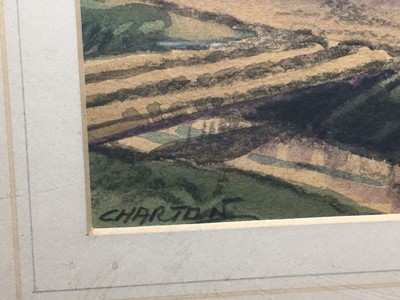 Lot 69 - 20th Century watercolour study of Oxon pulling a cart, signed Charton, mounted in glazed frame with Fraser & Son Fine Art Dealers label verso, image 33.5 x 23.5cm