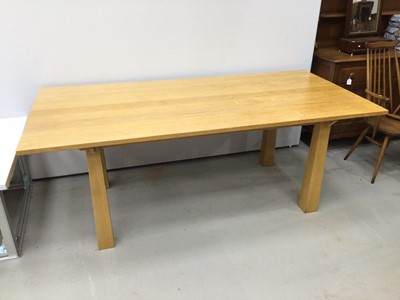 Lot 184 - Good quality light oak dining table on square taper legs, 200cm x 95cm, 75cm high