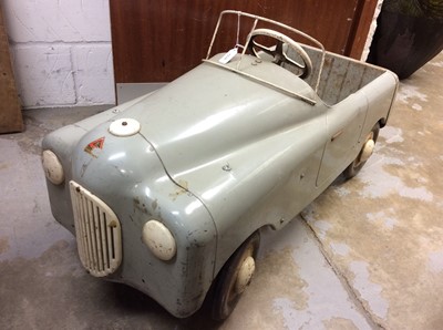 Lot 1230 - Vintage 1950's Tri-ang pedal car in original unrestored condition with original paint and decals, 92cm overall length