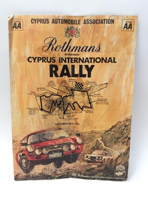 Lot 1228 - Vintage Cyprus Automobile Association Rothermans Cyprus International Rally Promotional poster, 56 x 40.5cm overall