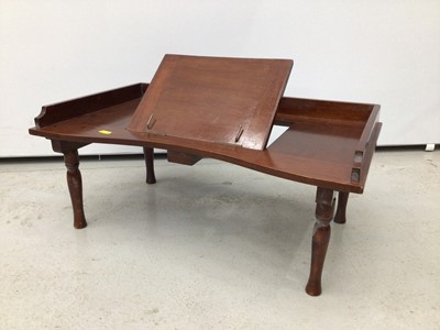 Lot 208 - Mahogany bed table and an oak wall hanging two door cabinet (2)
