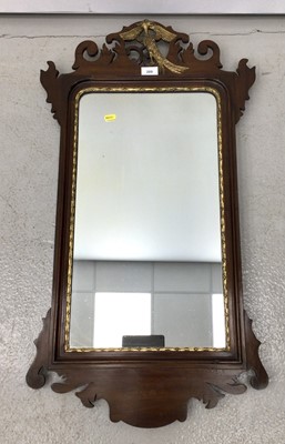Lot 209 - Nineteenth century mahogany framed mirror with gilt slip and cresting, 90cm x 48cm