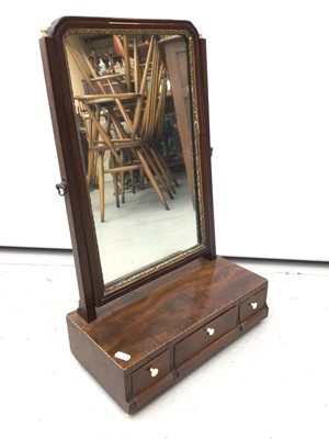 Lot 212 - Nineteenth century mahogany toilet mirror with three drawers, 38cm wide, 59cm high