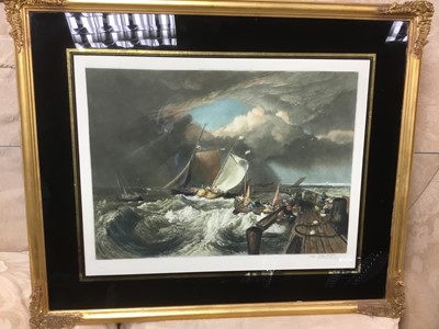 Lot 327 - Early 20th century colour mezzontint print by John Coother Webb after Turner, in good frame, with original gallery label verso