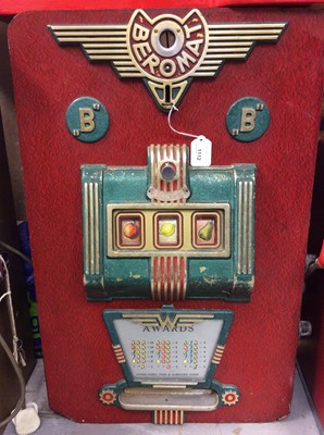 Lot 1112 - Vintage Beromat one arm bandit slot machine on 1p mechanism,  approximately 74cm in height