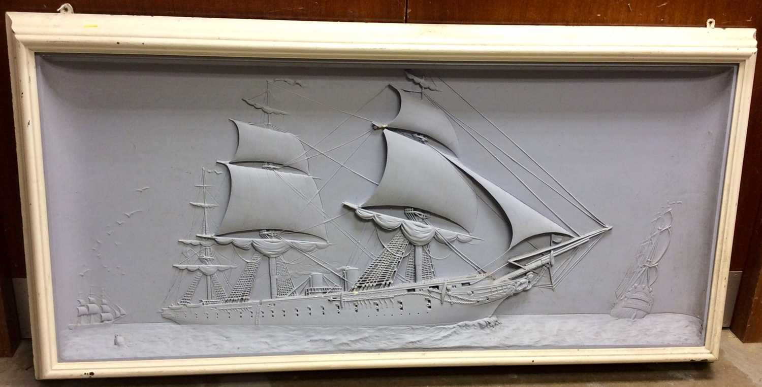 Lot 1114 - Plaster relief model of steam frigate,