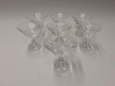 Lot 212 - Extensive Waterford Crystal Lismore pattern table service - 66 pieces plus a Waterford Crystal clock