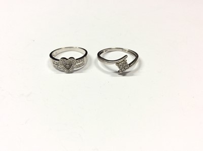 Lot 577 - Two 9ct white gold diamond set rings