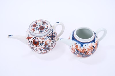 Lot 72 - Large Lowestoft teapot and cover, painted with trailing flowers in underlaze blue, red enamel and gold, 16.5cm high