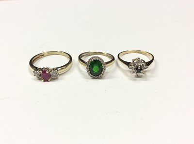 Lot 584 - Three 9ct gold gem set dress rings