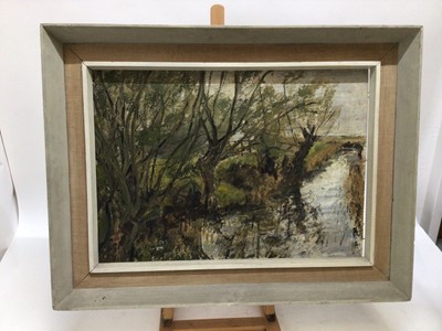 Lot 50 - Audrey Ashton oil - Romney Marsh Dyke, label verso, framed, 42cm x 60cm
Exhibited: Royal Academy 1962
