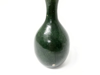 Lot 77 - Martin Brothers stoneware bottle vase, decorated with a mottled green glaze, inscribed mark to base, 12.5cm height