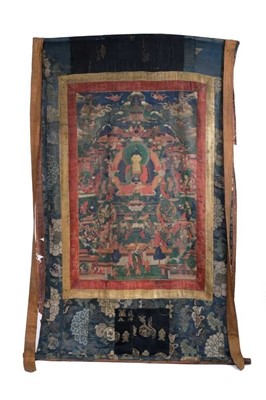 Lot 864 - Early Tibetan thangka together with a related framed letter