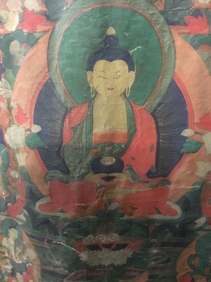 Lot 864 - Early Tibetan thangka together with a related framed letter