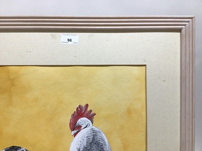 Lot 96 - Jean Maze, contemporary, gouache - a chicken, signed, framed
