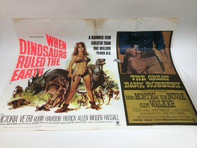 Lot 828 - Film Posters Original British Quad size, A Change Of Season printed by Berry Ltd and double bill When Dinosaurs Ruled the Earth with The Great Bank Robbery printed by Wallman Co Ltd.