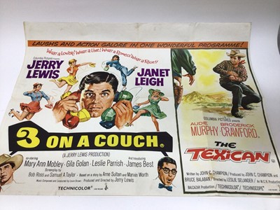 Lot 833 - Film Posters Original large size double bills The Thief Who Came to Dinner with The Train Robbers and 3 on a Couch with The Texican.