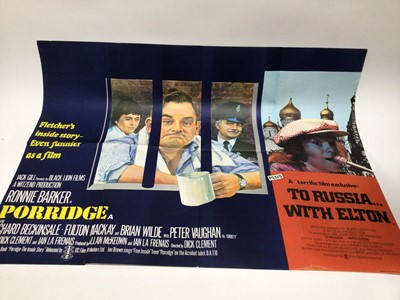 Lot 822 - Film Posters Original British Quad size Gone in Sixty Seconds and double bill Porridge with To Russia with Elton both printed by Berry Ltd.