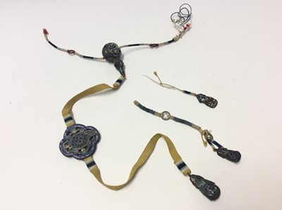 Lot 589 - 19th century Chinese Mandarin pierced enamelled plaque and ball string necklace