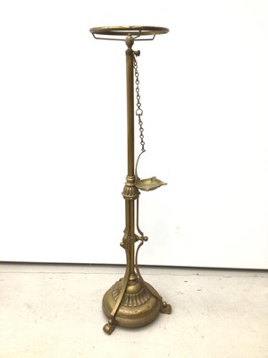 Lot 220 - Edwardian brass adjustable lamp stand
